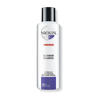 Nioxin Cleanser Shampoo System 6, 300ml, for chemically treated hair with progressed thinning and detoxifying benefits.