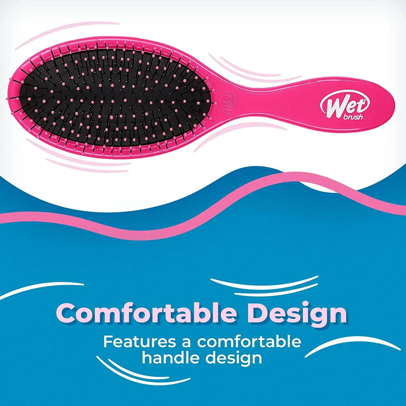 Comfortable design of The Wet Brush, showcasing its ergonomic handle for easy and pain-free detangling.
